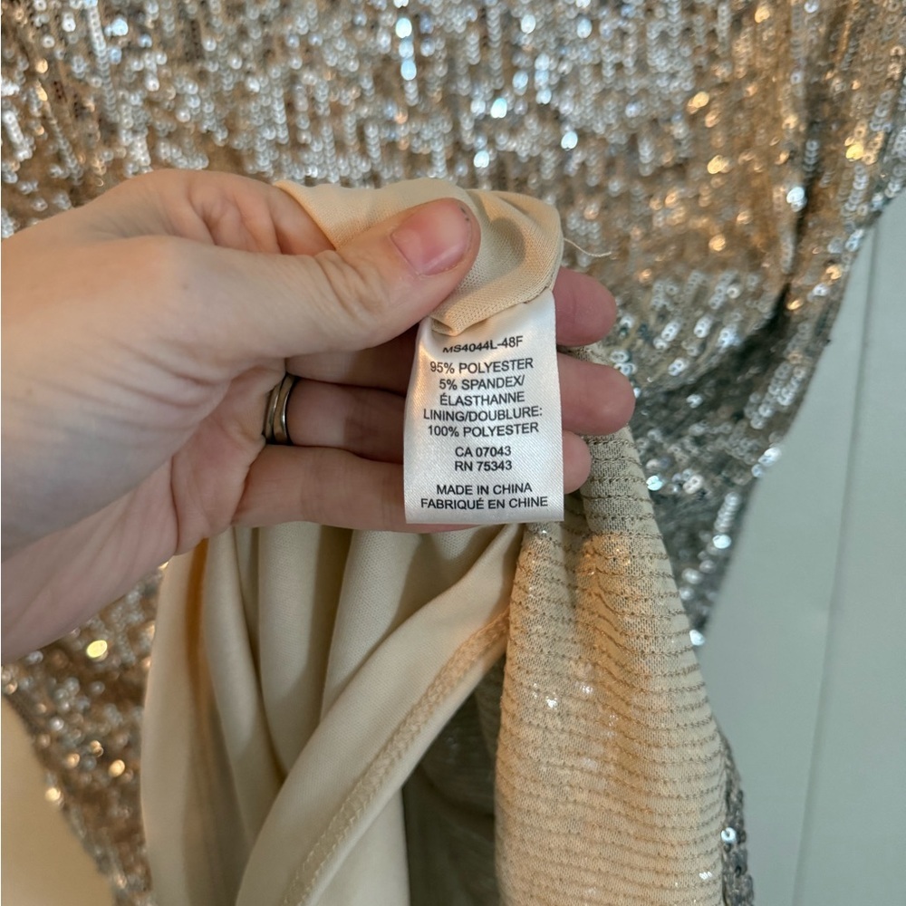 Rachel Zoe Sparkly Sequin Champagne Blouse, Size M - Picture 5 of 10